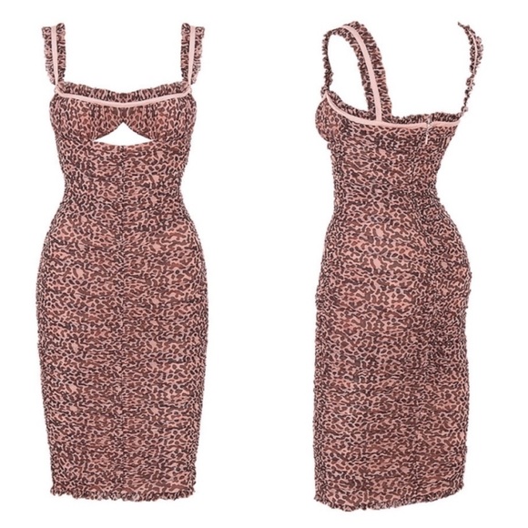 House of CB Audra Animal Print Mesh Bustier Dress Sz M - Picture 11 of 14